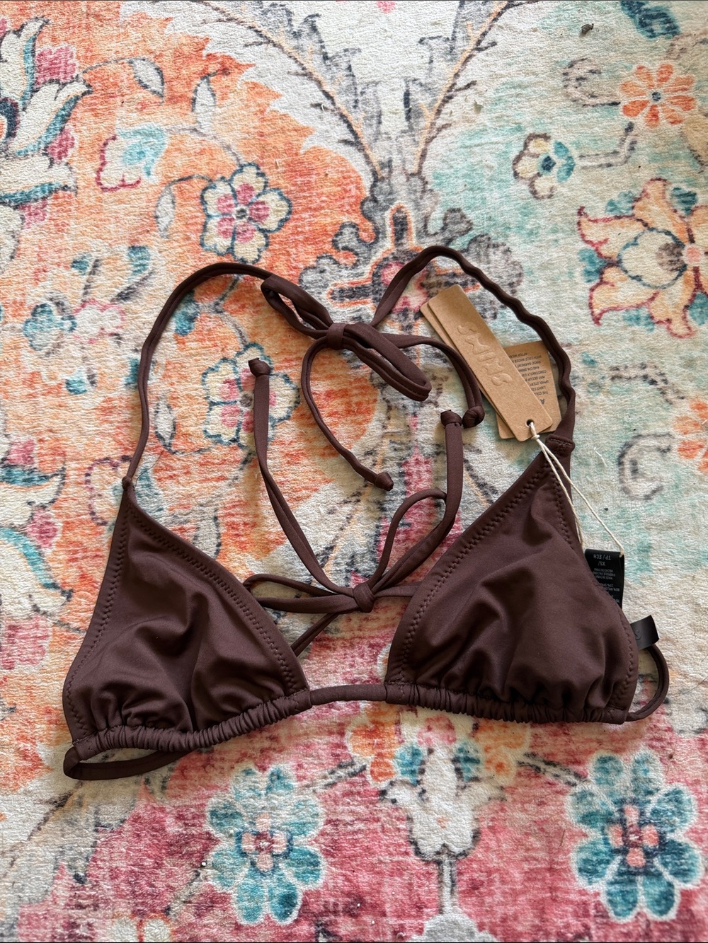 SKIMS Brown Triangle Bikini Top